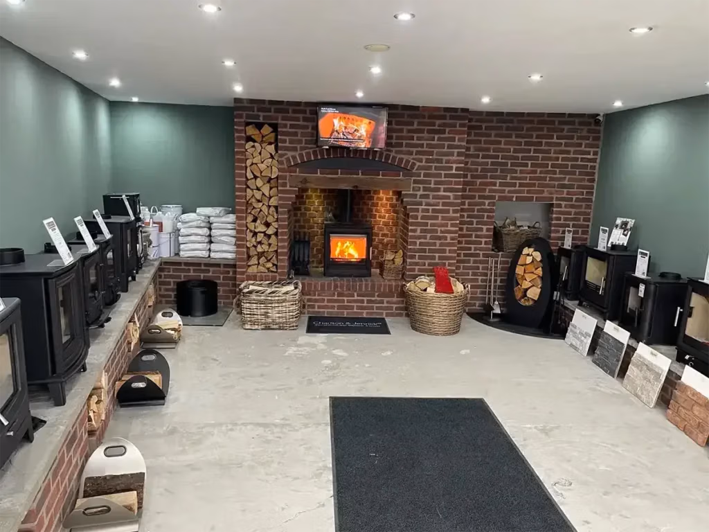 Wood burning stove in a fireplace setting for stove choice advice