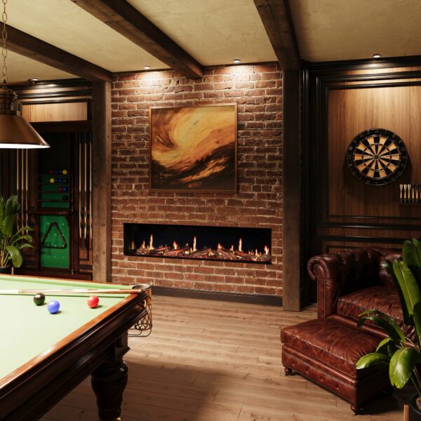 Charlton and Jenrick Luminosa 185 electric fire, shown in a media wall
