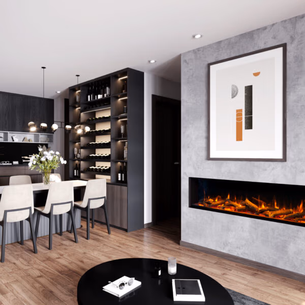 Charlton and Jenrick iRange i750e Deep Electric Fire shown in a room setting