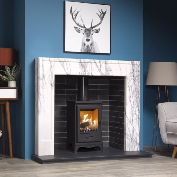 Penman Allora Lilac Lilac marble Fireplace at Heatwave Fireplaces Warrington