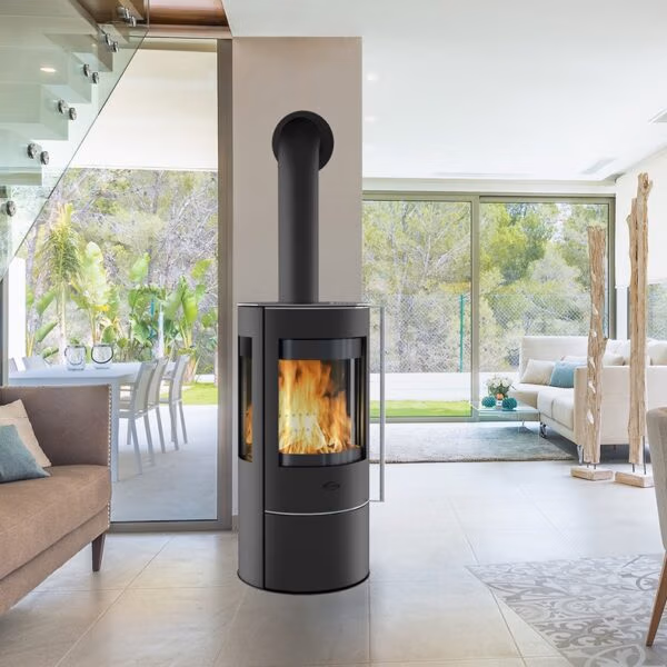 Penman Aurus Cylindrical Wood Burning Stove at Heatwave Fireplaces Warrington