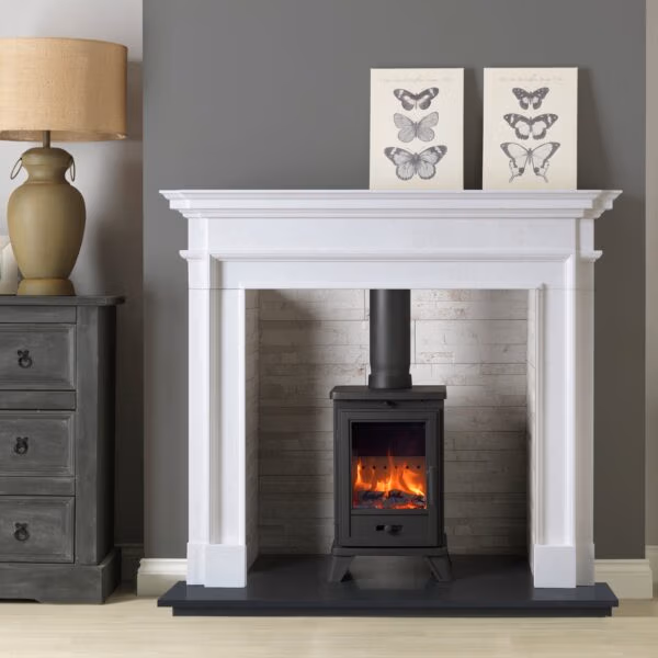 Penman Aversa 52 Agean limestone Fireplace at Heatwave Fireplaces Warrington