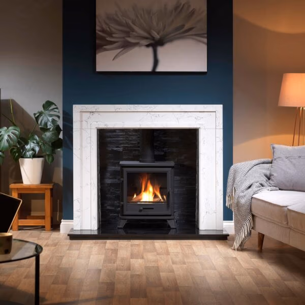 Penman Brooksby Calcara marble Fireplace at Heatwave Fireplaces Warrington