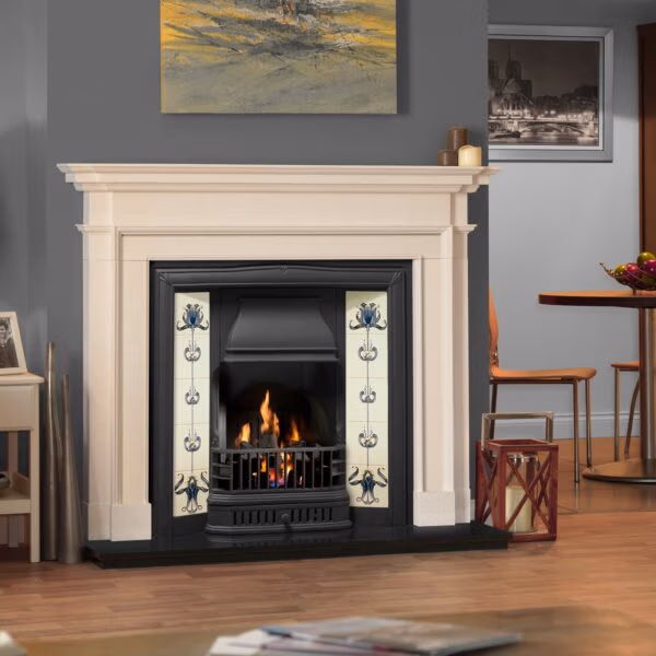 Penman Devonshire Tiled Cast Iron Insert at Heatwave Fireplaces Warrington