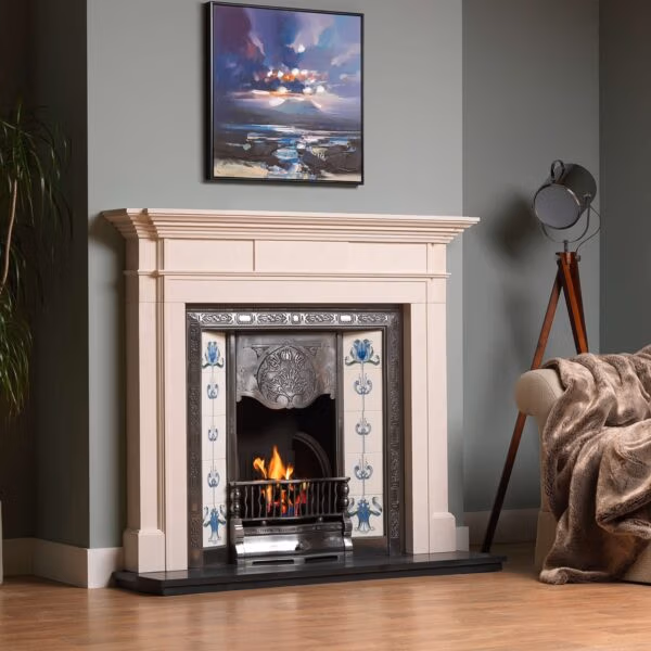 Penman Milbrooke Agean limestone Fireplace at Heatwave Fireplaces Warrington
