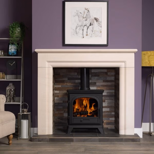Penman Monza Portuguese limestone Fireplace at Heatwave Fireplaces Warrington